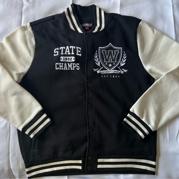 Black Pike - State Champs Black & Cream Varsity Jacket > Men’s Size:2XL - Picture 13 of 15